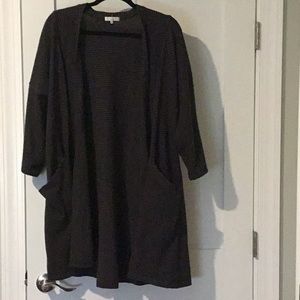 Klein L open front cardigan 3/4 sleeves blue/gray stripes